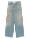 Golden Goose Embellished Wide-leg Jeans In Blue