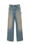 Golden Goose Light Blue Jeans With Sand Wash Distressed Effect In Multi