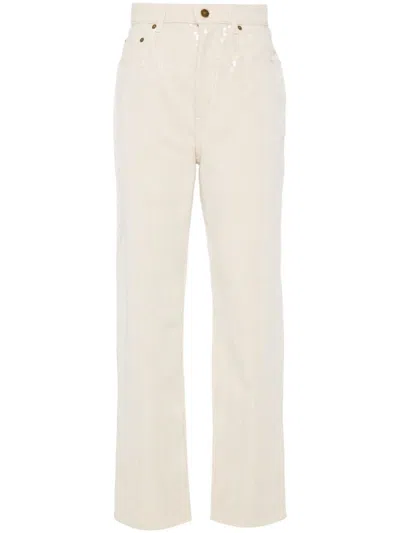 Golden Goose Ecru Denim With Star Studs In White