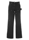 Golden Goose Wide Black Trousers In Denim In Black