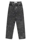 Golden Goose Straight Jeans With Floral Motif In Black