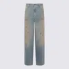 Golden Goose "journey W`s" Melody Boyfriend Pant Cotton Denim Officina Wash With Studs On Side Cloth In Blue