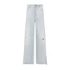 Golden Goose Wide Leg Boyfriend Jeans With Distressed Details In Blue
