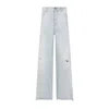 Golden Goose Wide Leg Boyfriend Jeans With Distressed Details In Blue