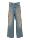 Golden Goose Light Blue Jeans With Sand Wash Distressed Effect In Blue