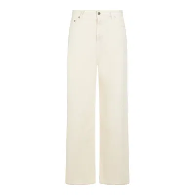 Golden Goose Wide Leg Jeans In Cotton Denim In Neutral