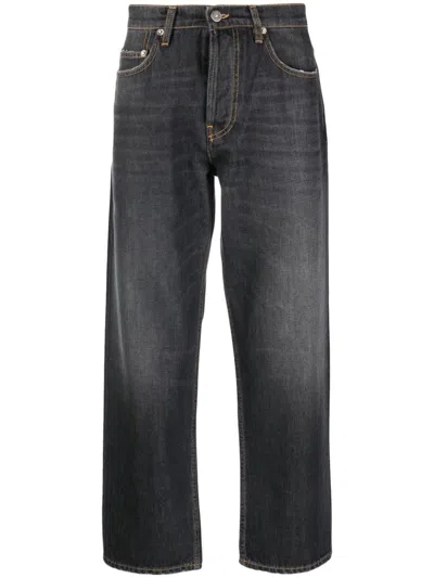 Golden Goose Jeans Crop Logo In Black  