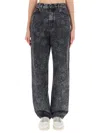 Golden Goose Straight Jeans With Floral Motif In Gray