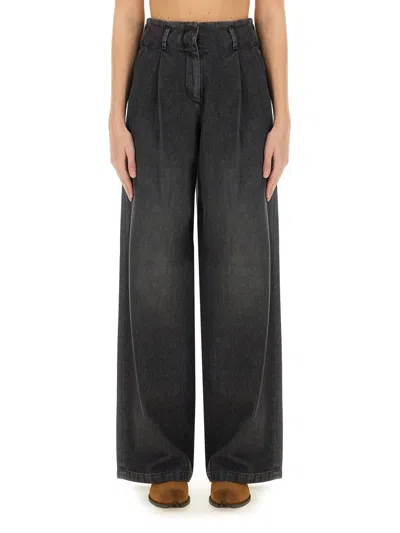 Golden Goose Jeans With Pence In Black