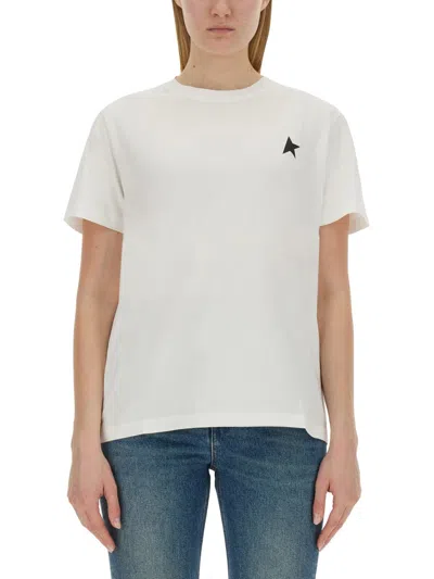 Golden Goose Logo Print Cotton T Shirt In White