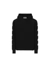 Golden Goose Cropped Black Hoodie With Star Graphics And Kangaroo Pocket