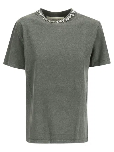 Golden Goose Jewel Detail T-shirt In Gray