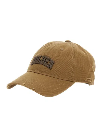 Golden Goose Journey Baseball Cap Cotton Drill Golden Embroidery In Green