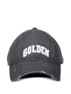 Golden Goose Logo-embroidered Distressed Cap In Gray