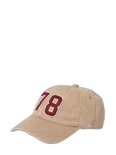 Golden Goose "journey" Baseball Cap Washed Canvas 78 Patch In Yellow
