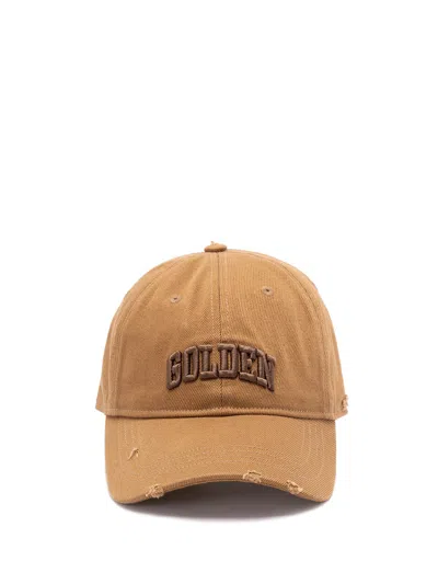 Golden Goose `journey` Baseball Cap With `golden` Embroidery In Sand