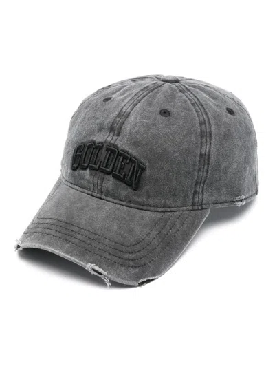 Golden Goose Journey Baseball Hat Cotton Twill Golden Embroidery Accessories In Grey