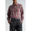 Golden Goose Journey Beaded Plaid Cotton Overshirt In Crushed Berry/sandshell/grey