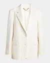 Golden Goose Journey W`s Single Breasted Over Jacket Viscose Wool Crepe W Satin Lapel & Beads Embroidery In Papyrus