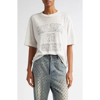 Golden Goose Journey Boxy Linen Graphic T-shirt In White