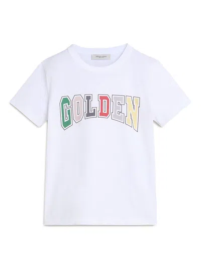 Golden Goose Kids' Boy's Journey Multicolor Logo-print T-shirt In White