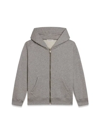 Golden Goose Journey/ Boy's Zipped Sweatshirt Hoodie/ Melange Cotton Stolen From Golden Print In Gray