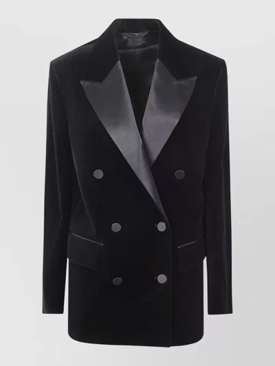 Golden Goose Cotton Velvet Double-breasted Blazer In Black