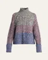 Golden Goose Journey Ws Knit Turtle Neck Raglan Sleeves Sweater In Multicolor/green/blu