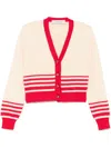 Golden Goose Beige Cardigan With Red Stripes In Neutrals