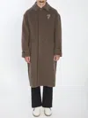 Golden Goose Travel Coat With Floral Pin And Back Vent In Brown