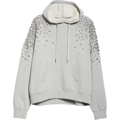 Golden Goose Journey Collection Crystal Embellished Cotton French Terry Hoodie In Alluminium Melange Gray