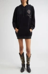 Golden Goose Journey Collection Long Sleeve Velour Hoodie Minidress In Black