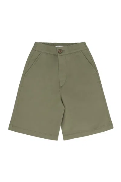 Golden Goose Kids' Journey Cotton Bermuda Shorts In Green