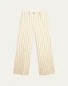 Golden Goose Geometric Embroidered Stripe Cotton Wide Leg Pants In Lambs Woolcoffe Iron
