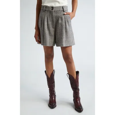 Golden Goose Journey Cotton Herringbone Shorts In Midnight/ Ecru