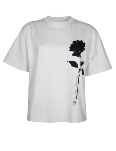 Golden Goose Journey Cotton T-shirt With Flower Side Print In White