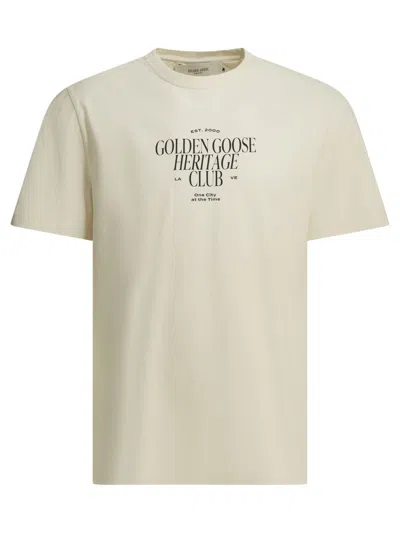 Golden Goose Deluxe Brand Premium Cotton Crewneck T-shirt For Men In White