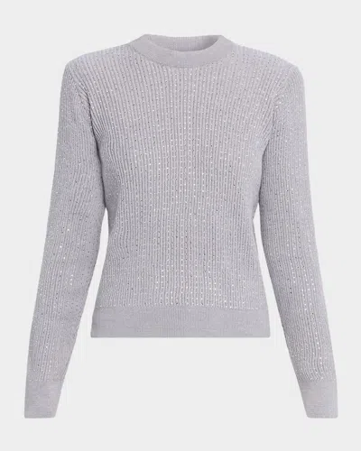 Golden Goose Journey Crewneck Crystal Embellished Sweater In Gray