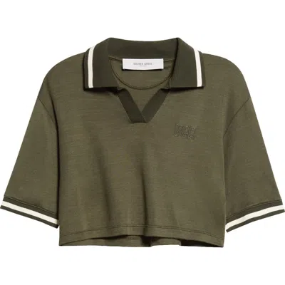 Golden Goose Journey Crop Jersey Polo In Green