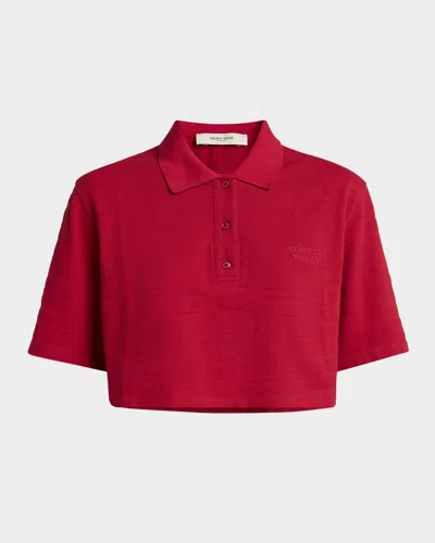 Golden Goose Journey Cropped Short-sleeve Polo Top In Red
