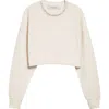 Golden Goose "journey W`s" Cropped Crew Neck Sweatshirt Overprinted Cotton Fleece Vintage Treatment In Neutral