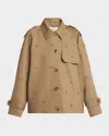 Golden Goose Belted Cuffs Embellished Epaulettes Jacket In Khaki Beige