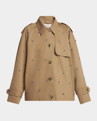 Golden Goose Journey Crystal-embellished Short Trench Coat In Khaki Biege