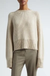 Golden Goose Boxy Sweater With Crystals In Light Tan