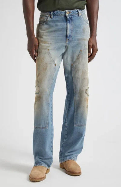 Golden Goose Journey Distressed Sandwashed Carpenter Jeans In Blue