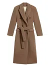 Golden Goose Journey Ws Double Breasted Coat With Detachable Belt Casentino Wool In Brown