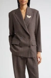 Golden Goose Journey Double Breasted Pinstripe Virgin Wool Blazer In Brown