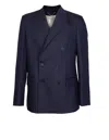 Golden Goose Navy Blue Pinstripe Double-breasted Jacket In Blue