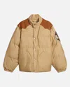 Golden Goose Beige Bomber Jacket With Leather And Patch Details In Brown