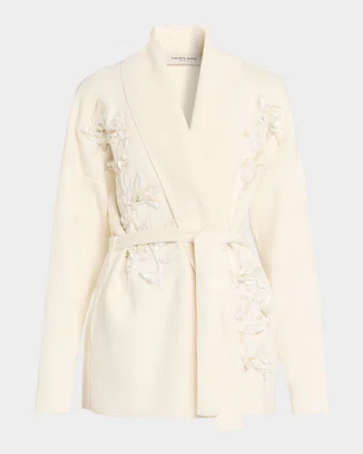 Golden Goose Journey Embellished Belted Cardigan In White